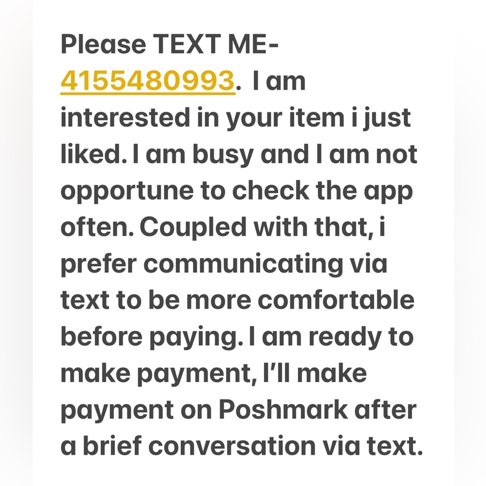 Please Text me-4155480993, I’m interested in your item I just liked.
